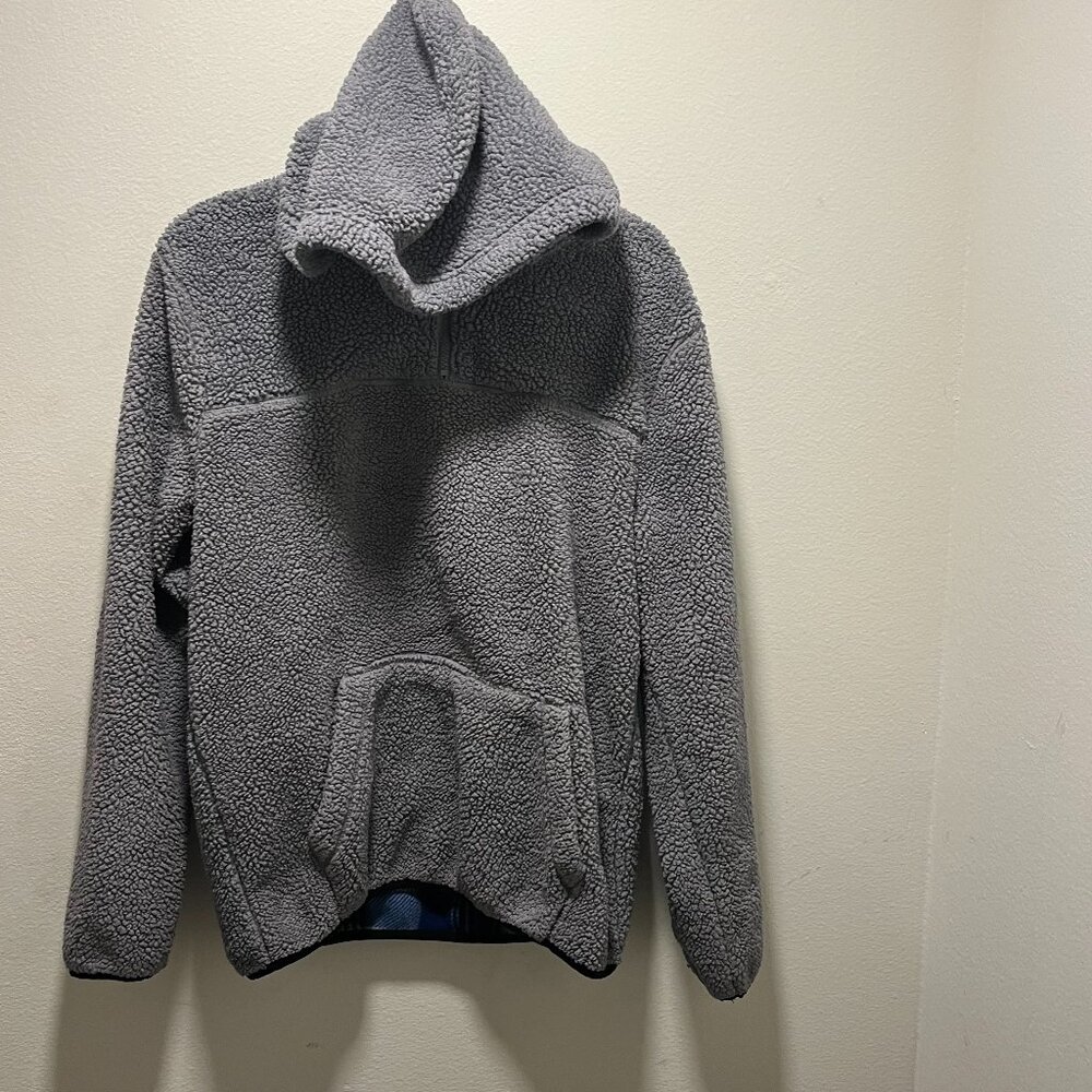 Boston Traders Sweater Jacket 3/4 Zip Fleece Lined Gray Medium